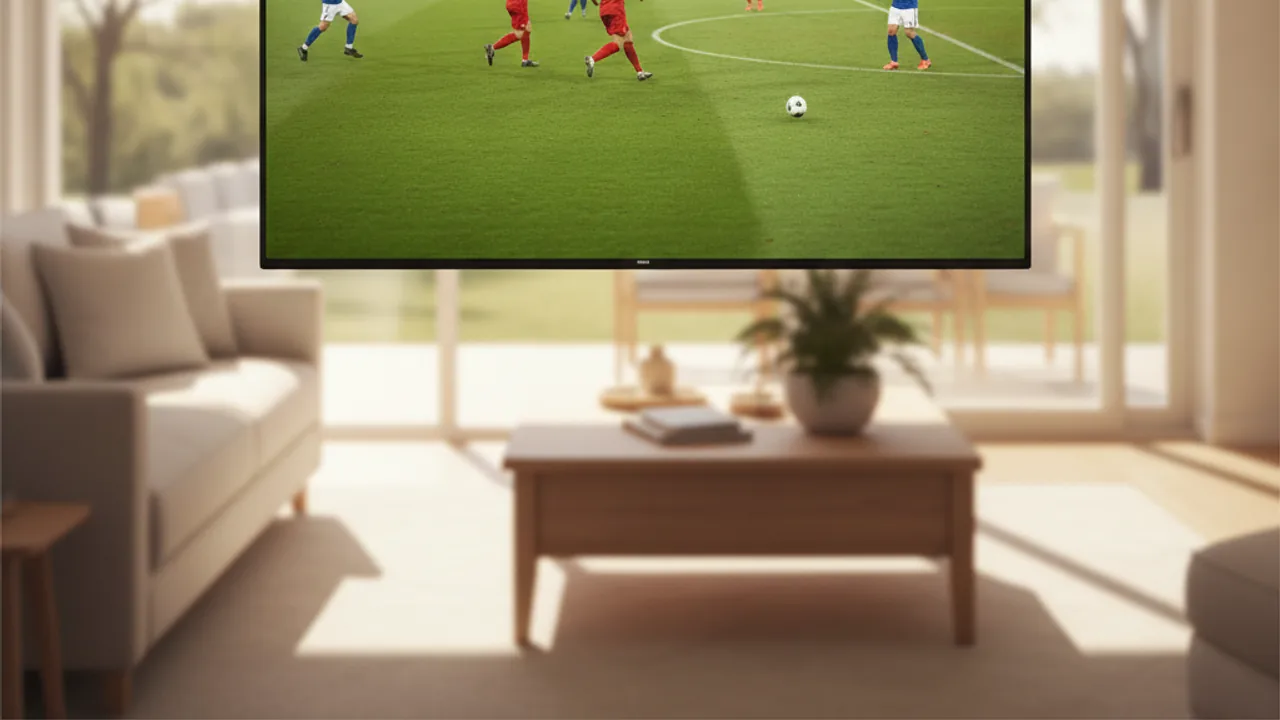 Premier League match in 4K on a large TV in an Australian living room
