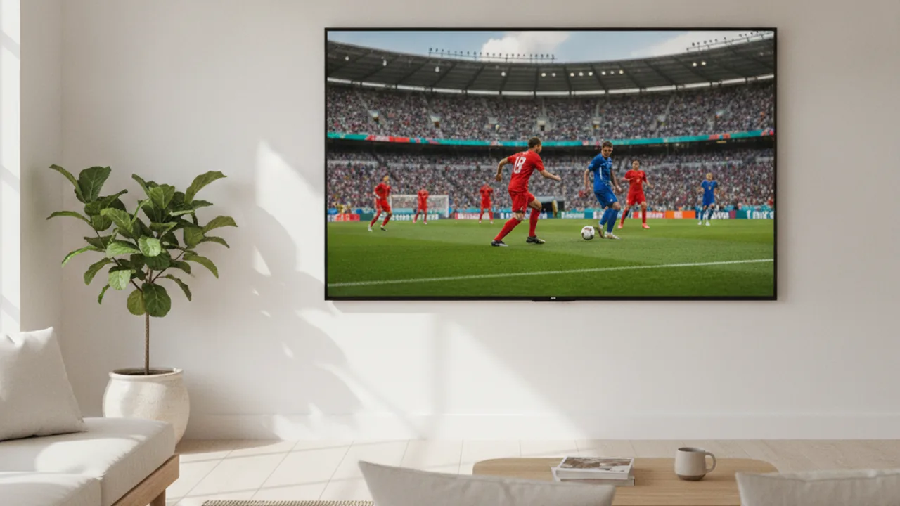 FIFA World Cup 2026 match in 4K on a large TV in an Australian living room
