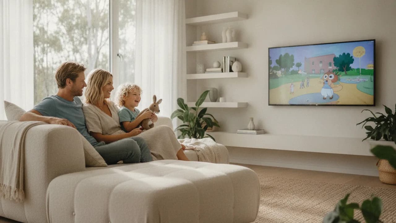 Australian family enjoying affordable streaming on a smart TV