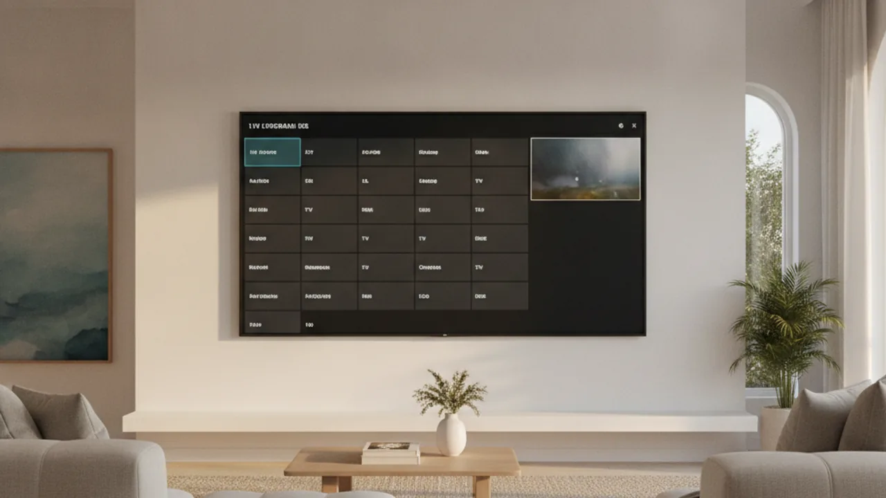 TiviMate electronic program guide interface on a TV